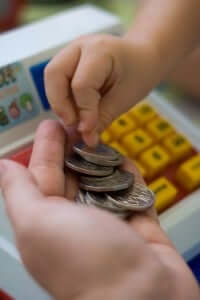 Kids playing with money