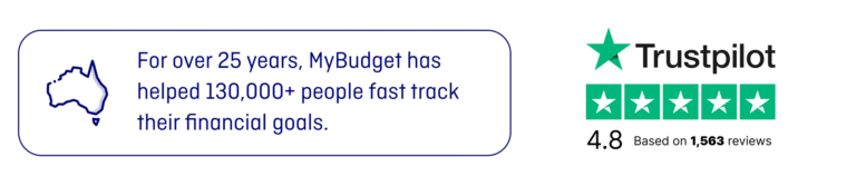MyBudget product review hero image highlighting Australian success. Trusted financial coaching leads to debt relief and financial goals.